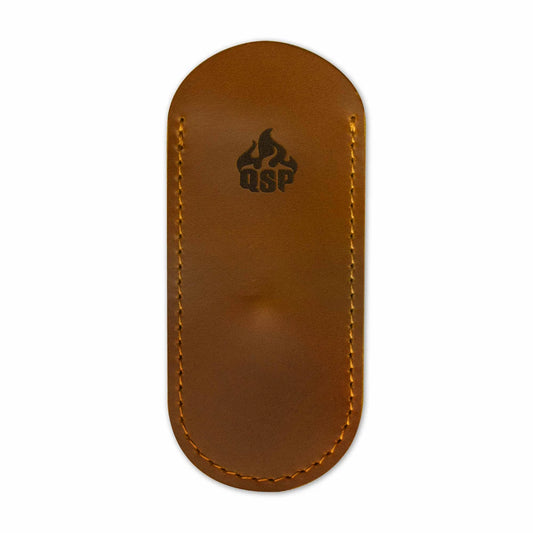 QSP Leather Clip Slip #002 | Light Brown | Pocket Sheath for Dolphin and Similar-Sized Knives