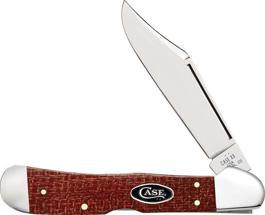 Case Copperlock | Dark Red Burlap Micarta | Carbon Steel