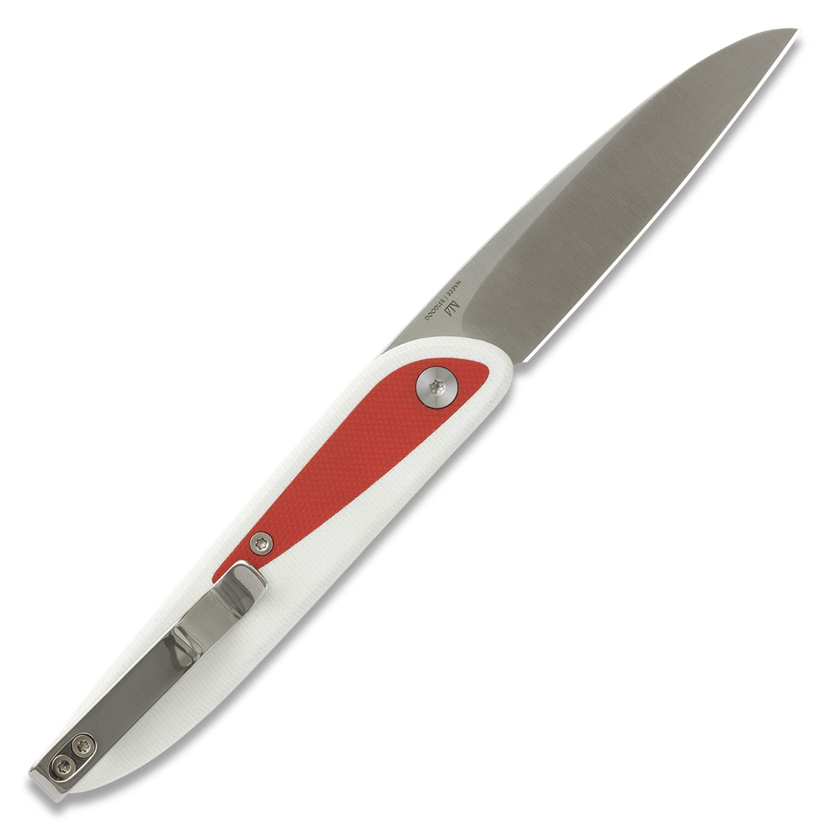 Knafs Doodler Pocket Knife | White G10 & Red Inlays | S35VN