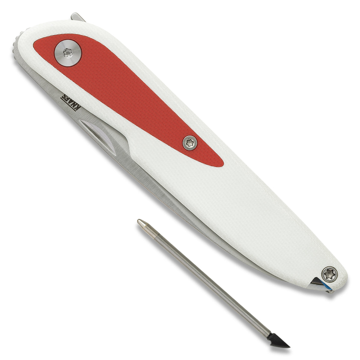 Knafs Doodler Pocket Knife | White G10 & Red Inlays | S35VN
