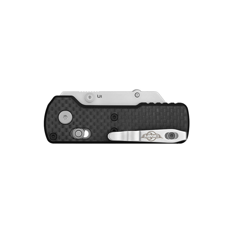 OKNIFE U1 Carbon Fiber Overlay Folding Utility Knife | Rail Lock
