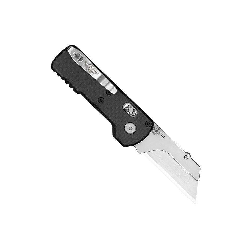 OKNIFE U1 Carbon Fiber Overlay Folding Utility Knife | Rail Lock
