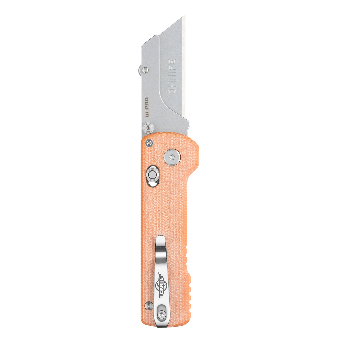 OKNIFE U1 Pro Utility Knife | Orange Micarta | Rail Lock + Screwdriver