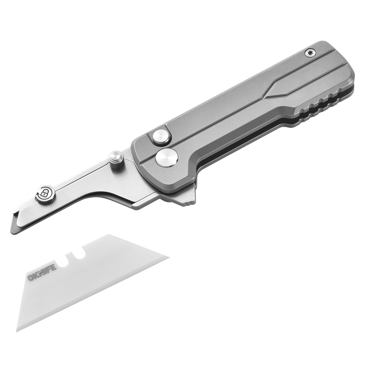 OKNIFE U1 Ultra Titanium Folding Utility Knife | White Ceramic Blade
